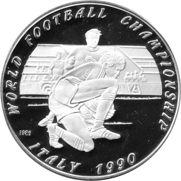 Laos 50 Kip 1989 - XIV. Fußball WM 1990 in Italien "Spielszeene" - Silber PP