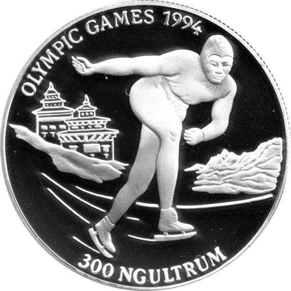 Bhutan 300 Ngultrum 1992 - XVII. Olympische Winterspiele 1994 in Lillehanner "Eisschnelllauf" - Silber PP