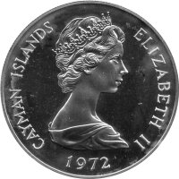 Cayman Inseln 2 Dollars 1972 - Umlaufmünze - Silber PP