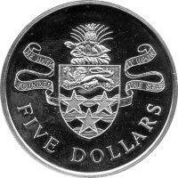 Cayman Inseln 5 Dollars 1972 - Umlaufmünze - Silber PP