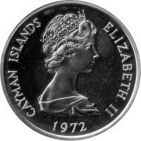 Cayman Inseln 5 Dollars 1972 - Umlaufmünze - Silber PP
