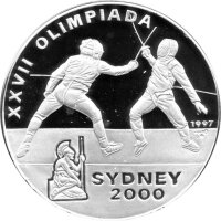 Kuba 10 Pesos 1997 - XXVII. Olympische Sommerspiele 2000 in Sydney "Fechten" - Silber PP