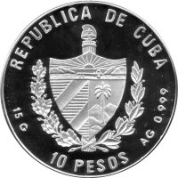 Kuba 10 Pesos 1997 - XXVII. Olympische Sommerspiele 2000 in Sydney "Fechten" - Silber PP