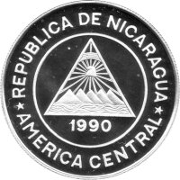 Nicaragua 10.000 Cordobas 1990 - XIV. Fußball WM 1990 in Italien "Zweikampf" - Silber PP