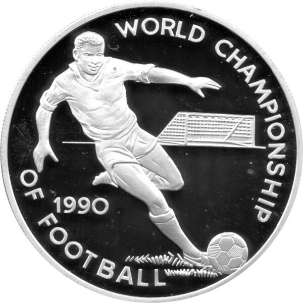 Jamaica 25 Dollars 1990 - XIV. Fußball WM 1990 in Italien "Spieler mit Ball" - Silber PP