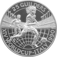 Suriname 25 Guilders 1990 XIV. Fußball-WM 1990 in...