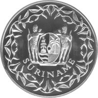 Suriname 25 Guilders 1990 XIV. Fußball-WM 1990 in Italien "Spielszeene" - Silber PP