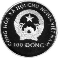 Vietnam 100 Dong 1989 - XIV. Fußball-WM 1990 in Italien "Fußballspieler mit Ball" - Silber PP