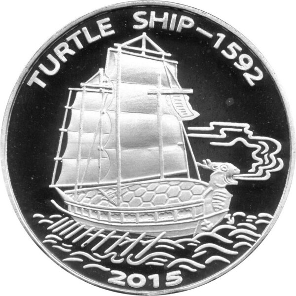 Nordkorea 5 Won 2015 - Turtle-Ship 1592 - Silber PP