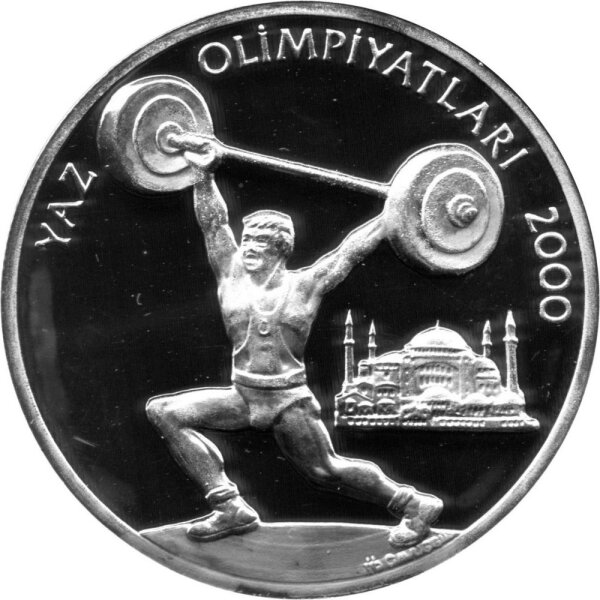 Türkei 2.500.000 Lira 1998 - XXVII. Olympische Sommerspiele 2000 in Sydney "Gewichtheber" - Silber PP