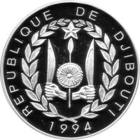Djibouti 100 France 1994 - XXVI. Olympische Sommerspiele 1996 in Atlanta "Läufer" - Silber PP