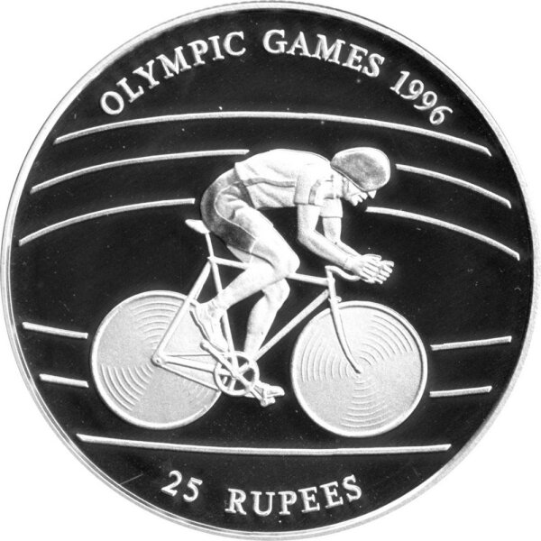 Seychellen 25 Rupees 1995 - XXVI. Olympische Sommerspiele 1996 in Atlanta "Radfahren" - Silber PP