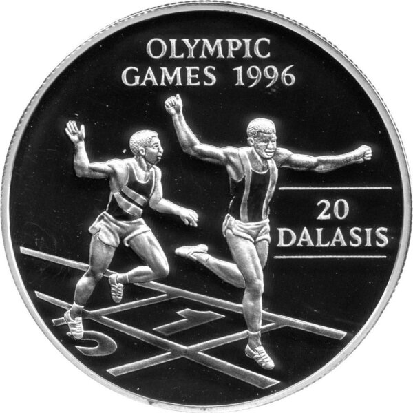 Gambia 20 Dalasis 1994 - XXVI. Olympische Sommerspiele 1996 in Atlanta "Läufer" - Silber PP