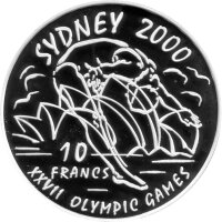 Kongo 10 Francs 1999 - XXVII. Olympische Sommerspiele 2000 in Sydney "Turmspringer" - Silber PP