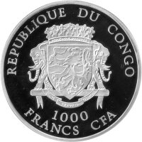 Kongo 1.000 Francs 2013 - Segelschiff "San Carlos" - 1 oz Silber PP