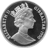 Gibraltar 1 Crown 1990 - XIV. Fußball-WM 1990 in Italien "Torhüter" - Silber PP