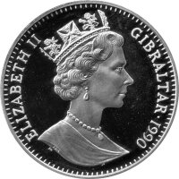 Gibraltar 1 Crown 1990 - XIV. Fußball-WM 1990 in Italien "Zweikampf" - Silber PP