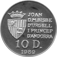 Andorra 10 Diners 1989 - XVI. Olympische Winterspiele 1992 in Albertville "Abfahrt" - Silber