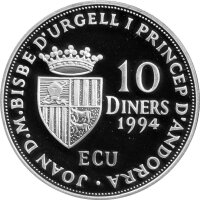 Andorra 10 Diners 1994 - UN-Mitgliedschaft - Silber PP