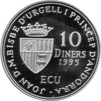 Andorra 10 Diners 1995 - Beitritt zum Europarat - Silber PP