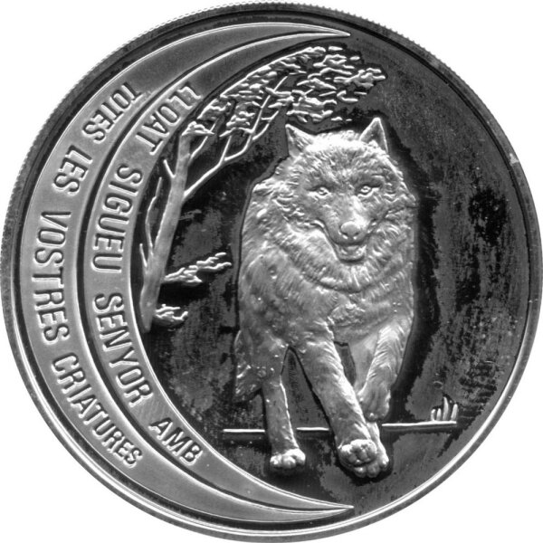 Andorra 10 Diners 1995 - Wildtiere "Iberischer Wolf" - 1 oz Silber PP