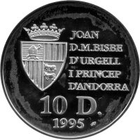 Andorra 10 Diners 1995 - Wildtiere "Iberischer Wolf" - 1 oz Silber PP