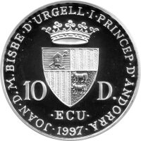 Andorra 10 Diners 1997 - Europäische Komponisten "Vivaldi" - Silber PP