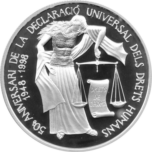 Andorra 10 Diners 1998 - 50 Jahre Erklärung der Menschenrechte - Silber PP