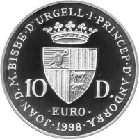 Andorra 10 Diners 1998 - 50 Jahre Erklärung der Menschenrechte - Silber PP