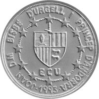 Andorra 20 Diners 1993 - Zollunion "St. Georg mit Schild" - Silber mit Goldeinlage