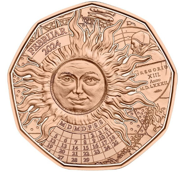 Österreich 5 Euro 2024 Austria - Neujahr - 365+1 Tag Glück - Kupfer