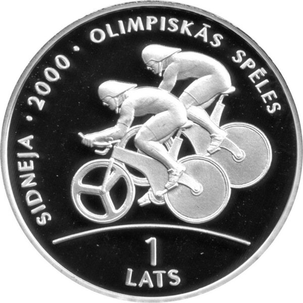 Lettland 1 Lats 1999 - XXVII. Olympische Sommerspiele 2000 in Sydney "Bahnradfahren" - Silber PP