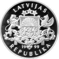 Lettland 1 Lats 1999 - XXVII. Olympische Sommerspiele 2000 in Sydney "Bahnradfahren" - Silber PP