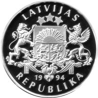 Lettland 10 Latu 1994 - XXVI. Olympische Sommerspiele 1996 in Atlanta "Kanadier" - Silber PP