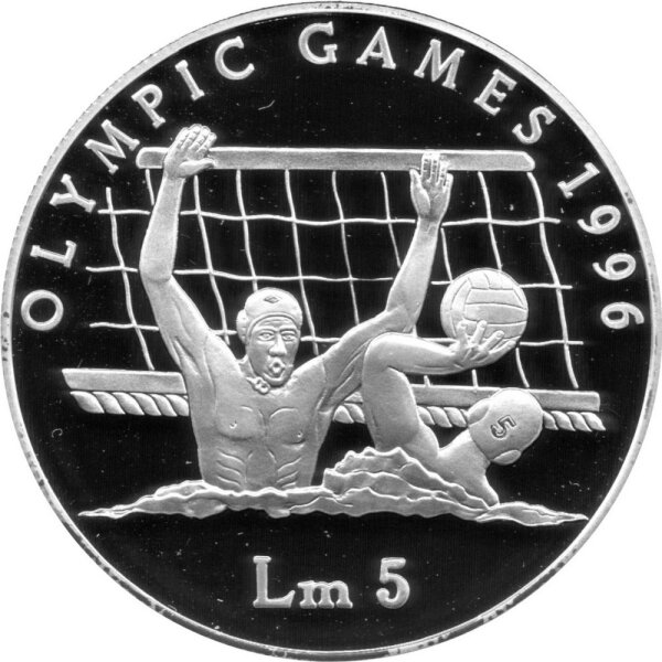 Malta 5 Lira 1996 - XXVI. Olympische Sommerspiele 1996 in Atlanta "Wasserball" - Silber PP