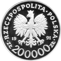 Polen 200.000 Zlotych 1991 - XXV. Olymische Sommerspiele 1992 in Barcelona "Segeln" - Silber PP