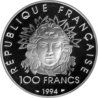Frankreich 100 Francs 1994 - 100 Jahre Olympische Sommerspiele der Neuzeit "Diskuswurf" - Silber PP