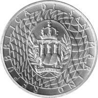 San Marino 500 Lire 1990 - XIV. Fußball-WM 1990 in Italien "Mannschaft mit Pokal" - Silber