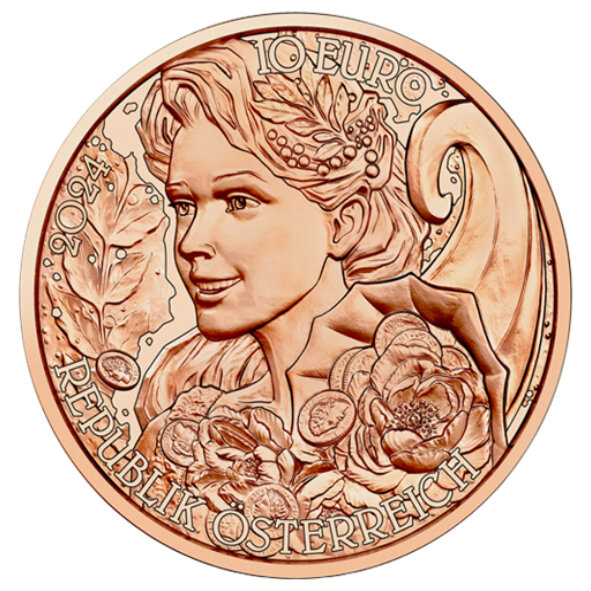 Österreich 10 Euro 2024 - Pfingstrose - Sprache der Blumen - Kupfer