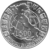 Italien 500 Lire 1989 - XIV. Fußball-WM 1990 in...