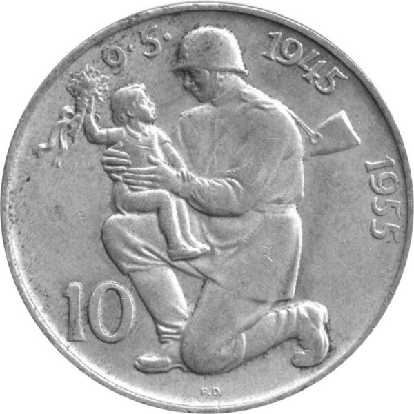 Tschechoslowakei 10 Kronen 1955 - 10. Jahrestag der Befreiung - Silber