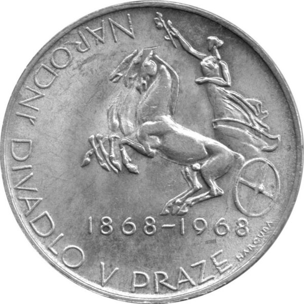 Tschechoslowakei 10 Kronen 1968 - 100 Jahre Nationaltheater Prag - Silber