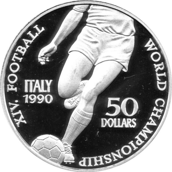 Niue 50 Dollars 1990 - XIV. Fußball-WM 1990 in Italien - Silber PP
