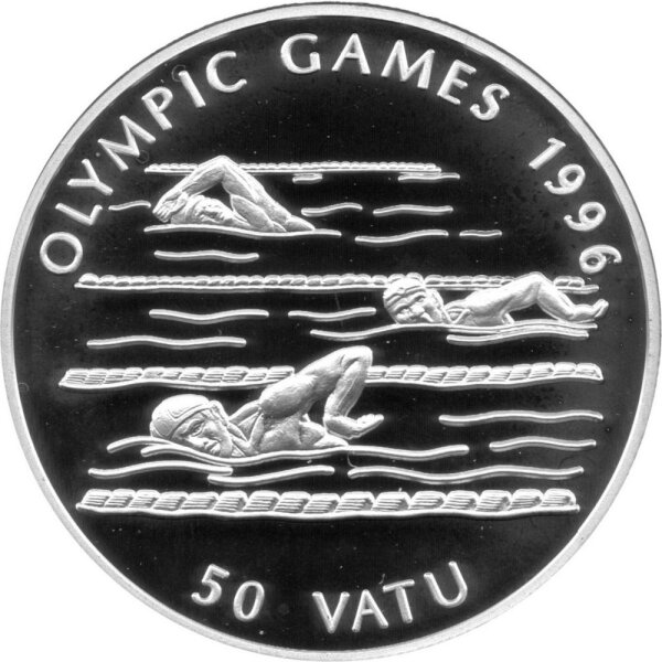Vanuatu 50 Vatu 1994 - XXVI. Olympische Sommerspiele 1996 in Atlanta "Schwimmen" - Silber PP