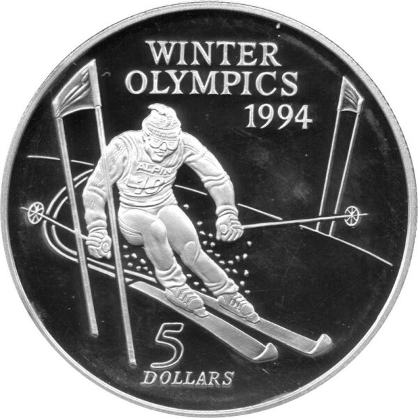 Neuseeland 5 Dollars 1994 - XVII. Olympische Winterspiele 1994 in Lillehammer - Silber PP