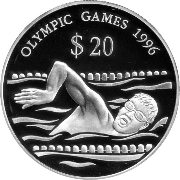 Tuvalu 20 Dollars 1994 - XXVI. Olympische Sommerspiele 1996 in Atlanta "Kraulschwimmer" - Silber PP