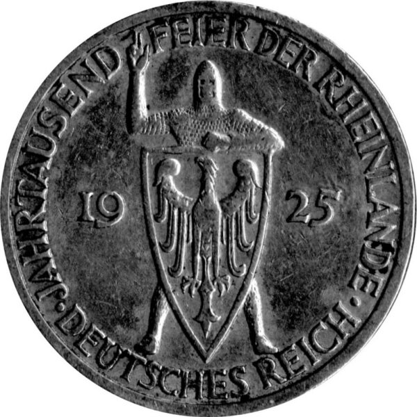J.321 Weimarer R. 3 Mark 1925 -J- "Zur Jahrtausendfeier der Rheinlande" - ss