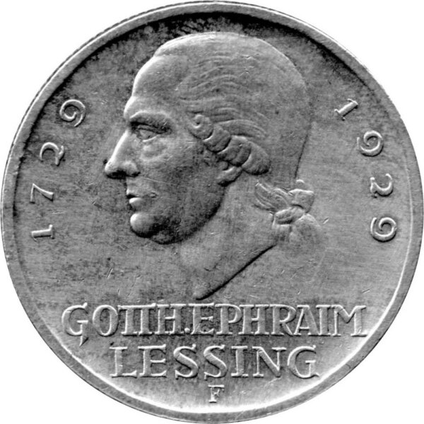 J.335 Weimarer R. 3 Mark 1929 -F- 200. "Zum Geburtstag von Gotthold E. Lessing" - ss