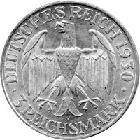 J.342 Weimarer R. 3 Mark 1930 -A- "Weltrundfahrt des Luftschiffes LZ127 Graf Zeppelin" - ss-vz