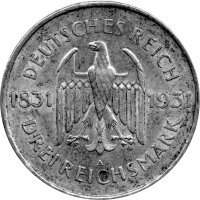 J.348 Weimarer R. 3 Mark 1931 -A- "Zum 100. Todestag des Freiherrn von Stein" - ss
